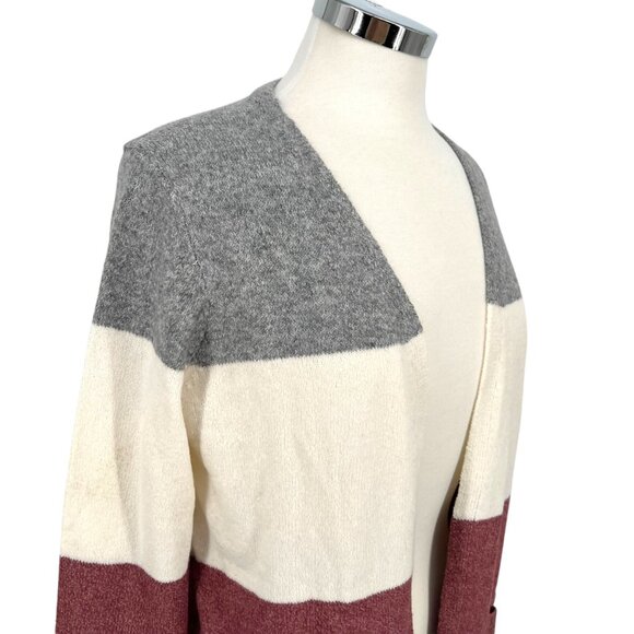 Market & Spruce Colorblock Open Cardigan Sweater Gray Pink Beige Size Small NWT - Picture 3 of 9